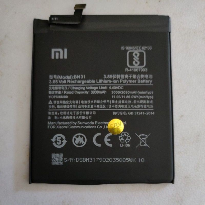 baterai xiaomi note 5a