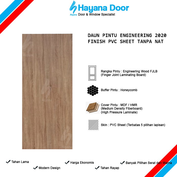 Pintu Engineering  Door  Finish PVC Sheet Tanpa Nat Shopee 