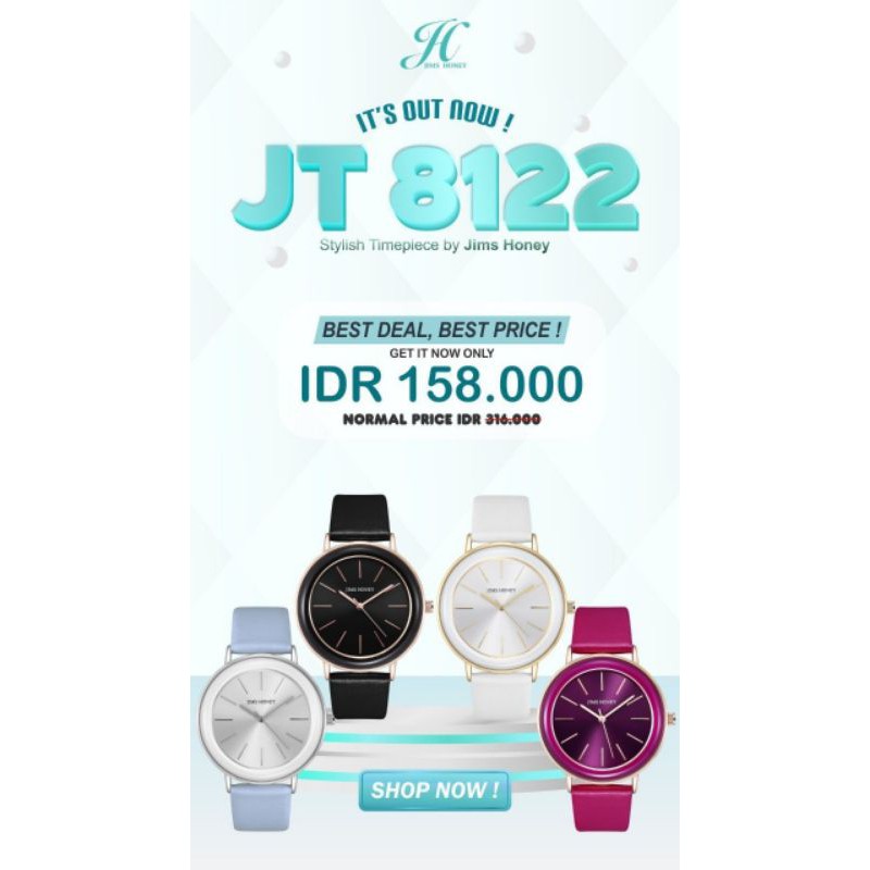 Jims Honey Time Piece 8122 Jam tangan wanita kecil murah mini kulit ungu putih abu hitam murah ori