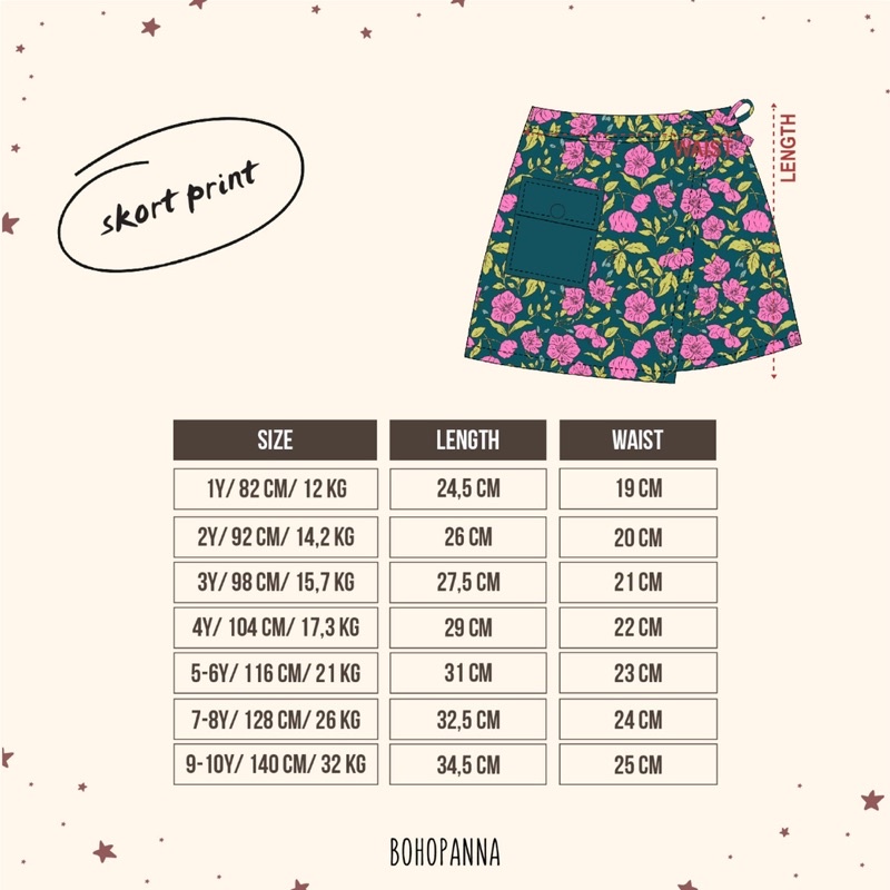 Bohopanna Skort Print 1-10thn / Rok Anak