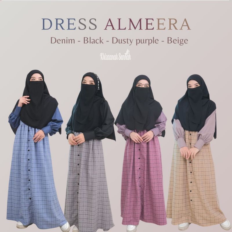 Almeera dress bahan katun madina kotak by Khizaanah sunnah