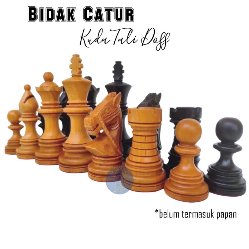 Bidak Catur Kayu sawo model Kuda Tali ( Doff)