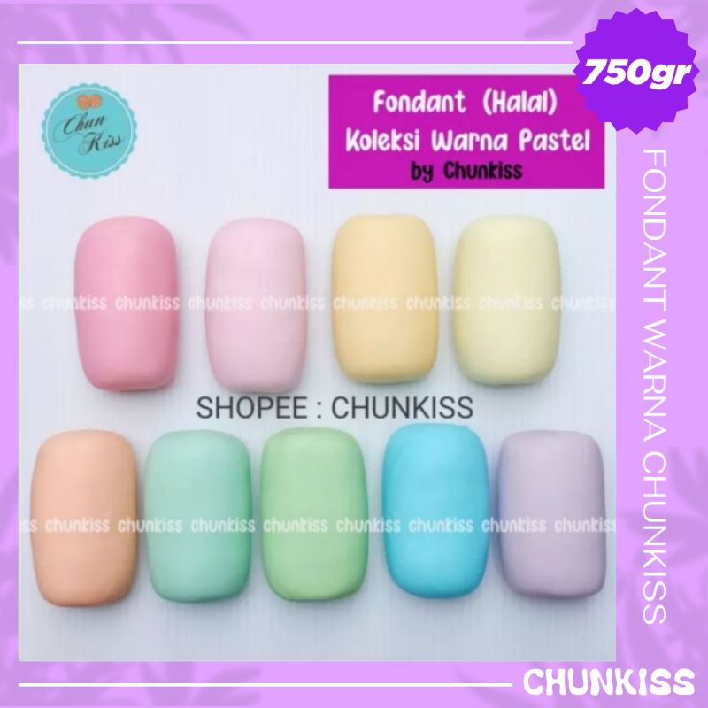 FONDANT WARNA 750 GR KOLEKSI WARNA PASTEL- HALAL SIAP PAKAI