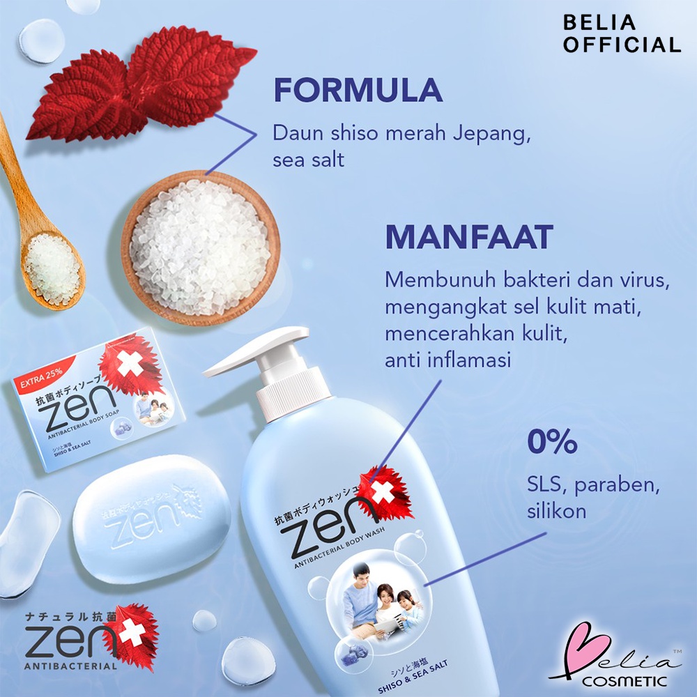 ❤ BELIA ❤ ZEN Antibacterial Sabun Cair Refill &amp; Pump Series 400 ml 500 ml | Sabun Cair | Sabun Mandi | Shinzui | BPOM