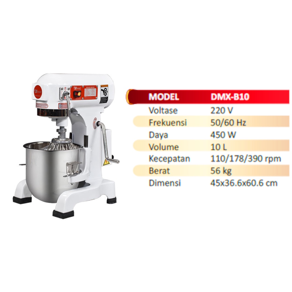 Mesin Pengaduk Adonan 10L FOMAC DMX-B10 / Planetary Dough Mixer Machine 10 Liter DMX B10 FOMAC