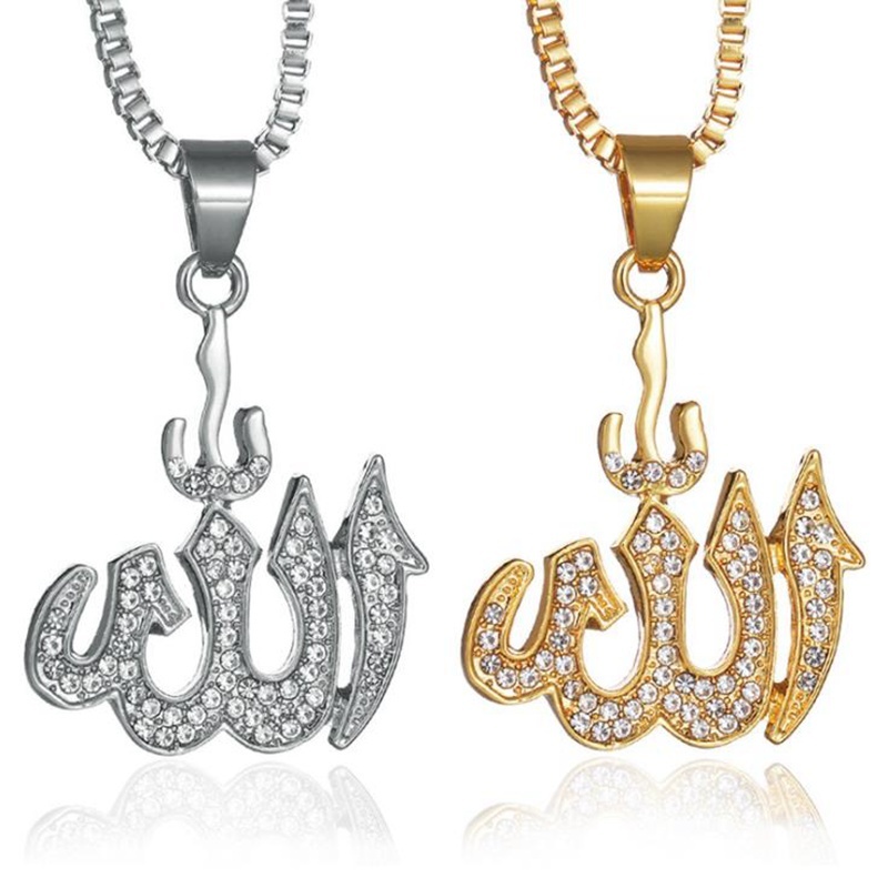 Kalung Muslim Islam Totem Allah Berlian Imitasi