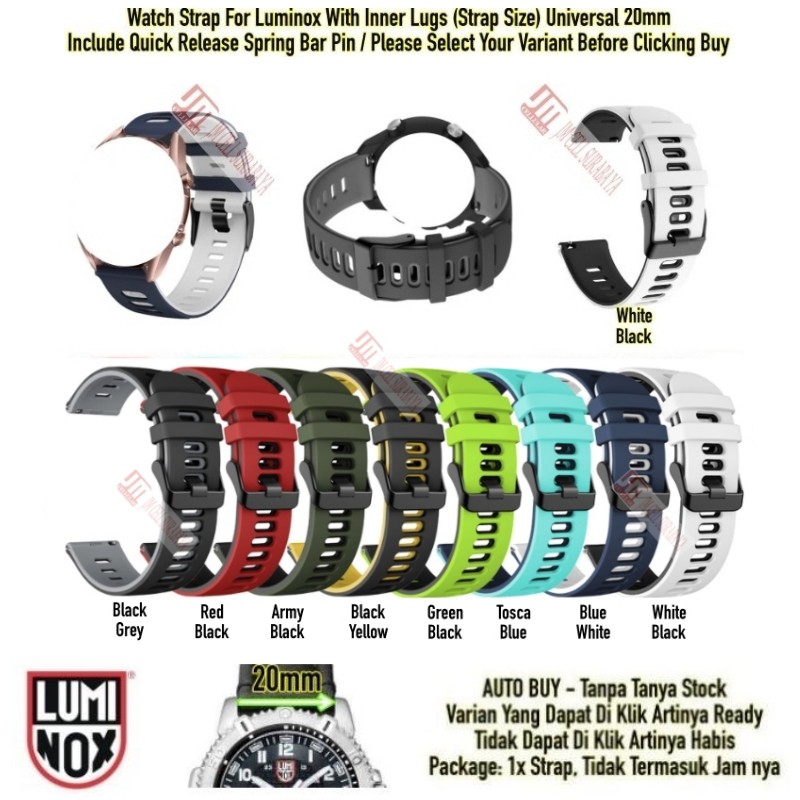 Tali Jam Tangan Watch Strap Luminox Size 20mm Universal - Dual Tone Rubber Silikon