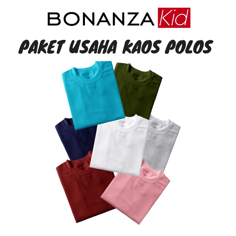 PAKET USAHA KAOS POLOS ANAK 50PCS BAHAN PREMIUM KATUN COMBED 30S