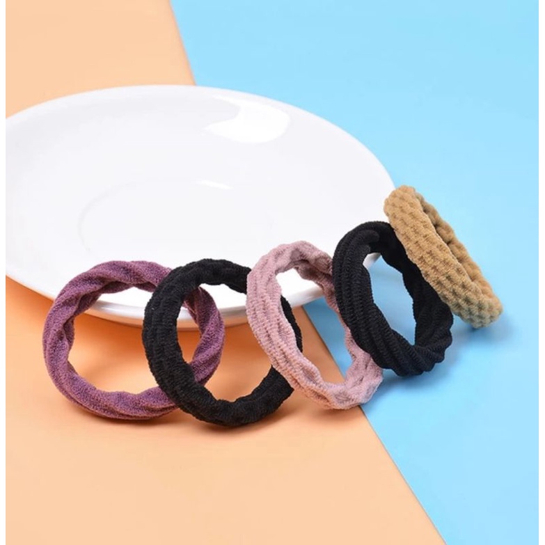 [ COD ] 20pcs IKAT RAMBUT KOREAN STYLE MOTIF / GELANG KARET RAMBUT / TALI RAMBUT ELASTIS MULTICOLOUR-5pcs Motif Mix