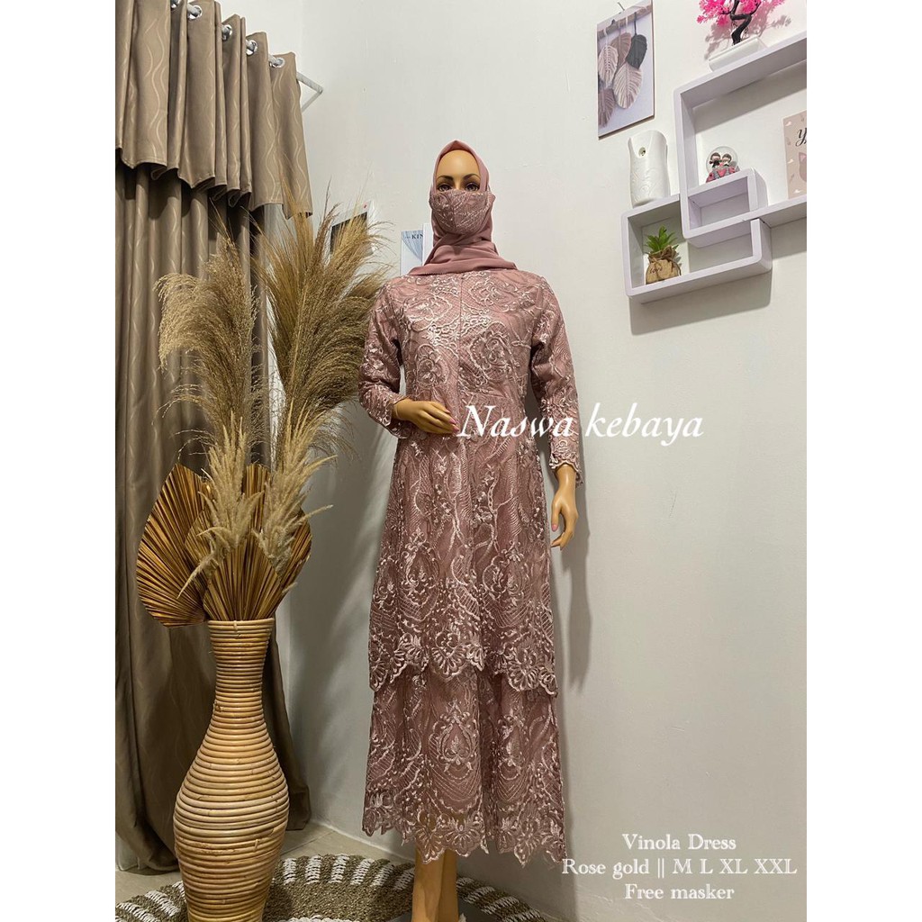 LONG GAMIS TULLE BORDIR MUTIARA AIDIRA / GAMIS PESTA