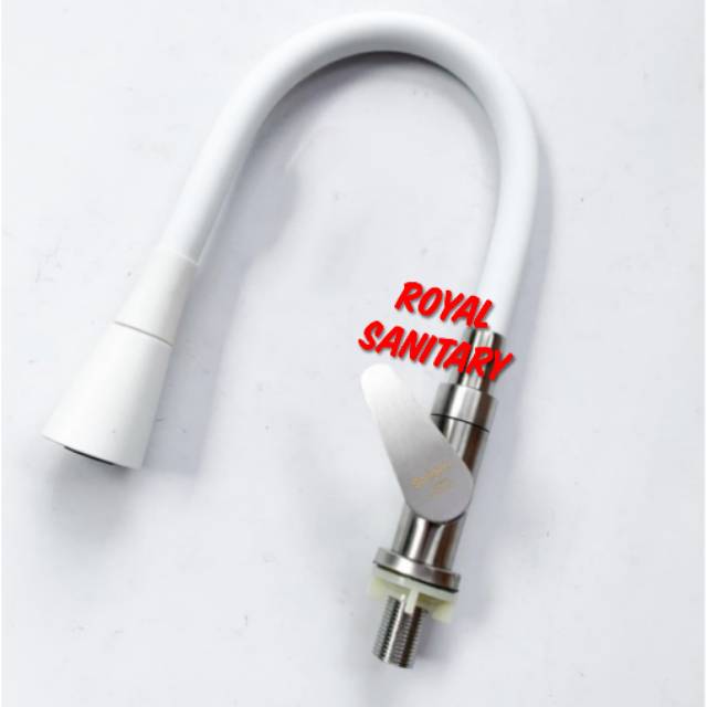 Kran Angsa TANAM Meja Fleksibel PUTIH Stainless 304 Soligen-Keran sink cuci piring