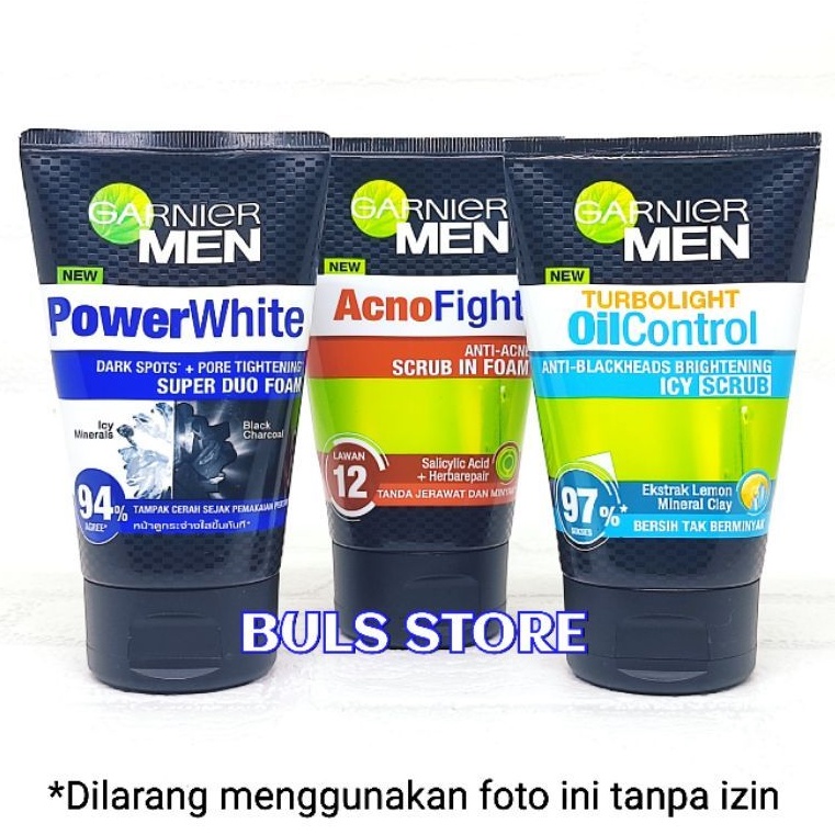 Garnier Men Facial Wash Turbo Light Oil/Power White/Acno Fight 100 ml