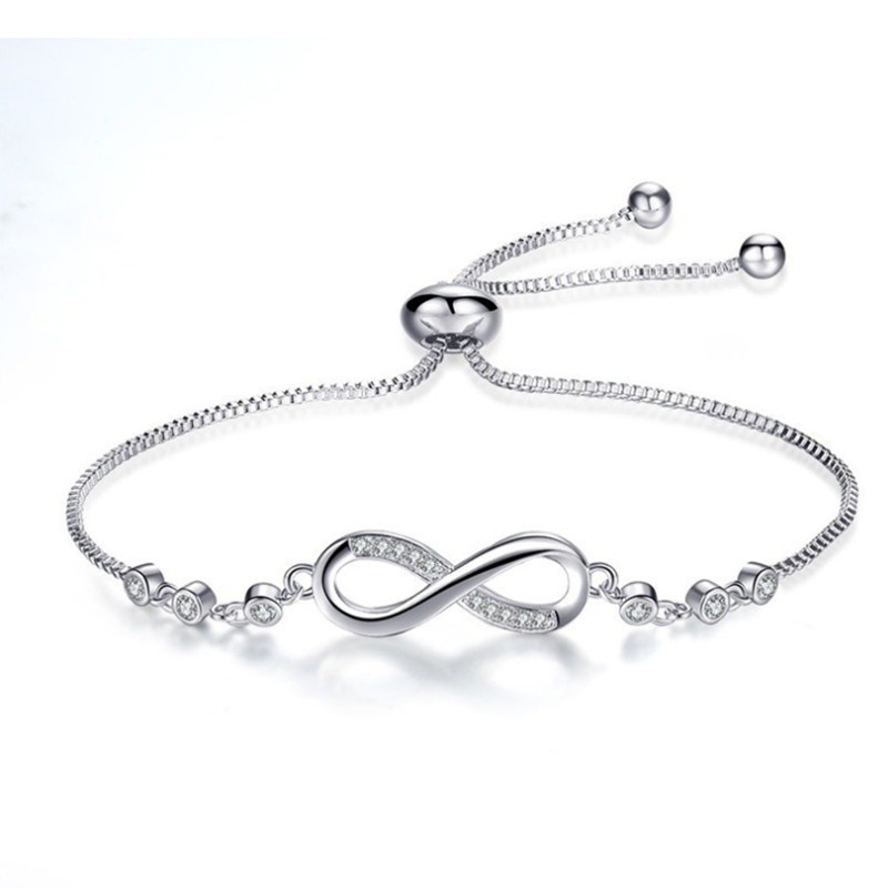 Korea Gelang Serut Titanium Emas Wanita Cinta tak Terbatas Pohon Kehidupan Hati ke Hati Bracelet Liontin Bracelet Perhiasan 8 bentuk gelang - SD-Silver-1