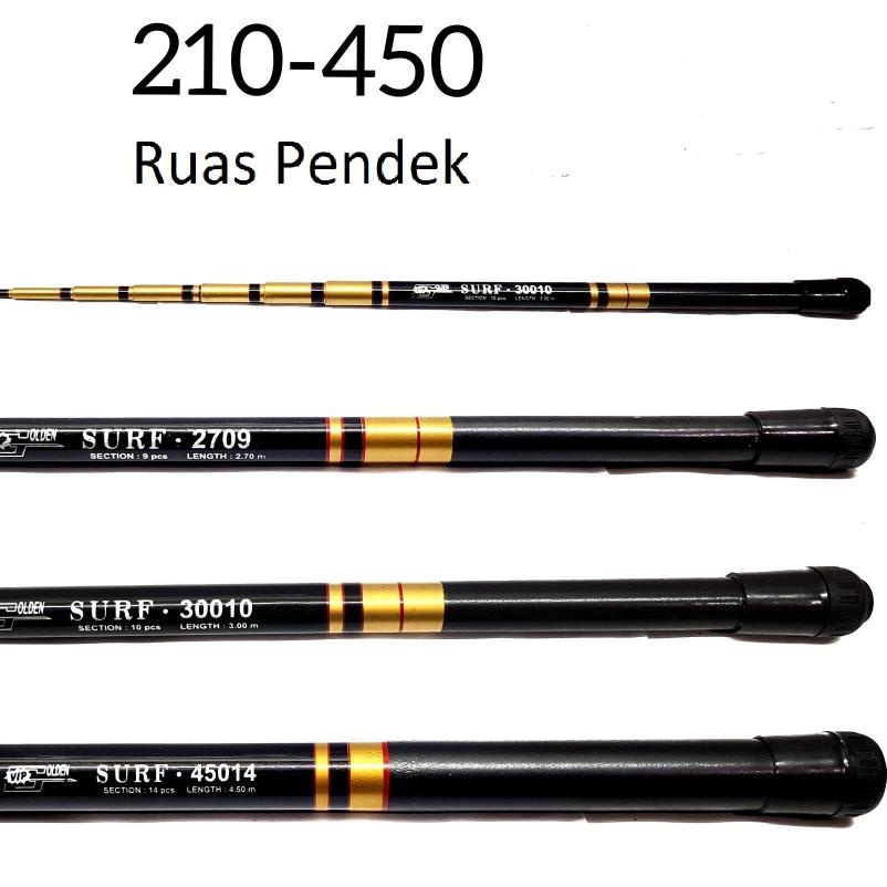 ➻ Joran Pancing Tegek Surf Golden Vip 180-450 Cm Ruas Pendek ➤
