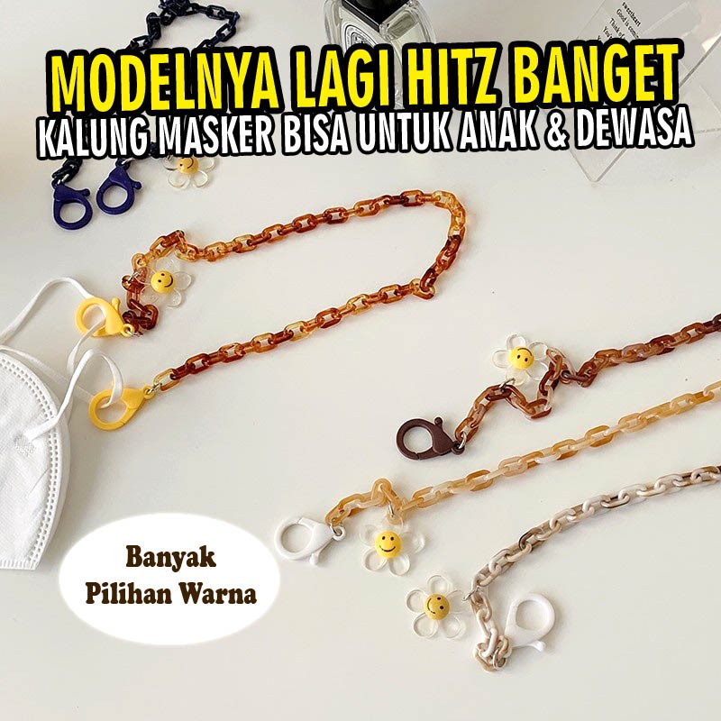 Kalung masker rantai korea hijab korea anak dewasa akrilik plastik gantung bunga daisy flower import