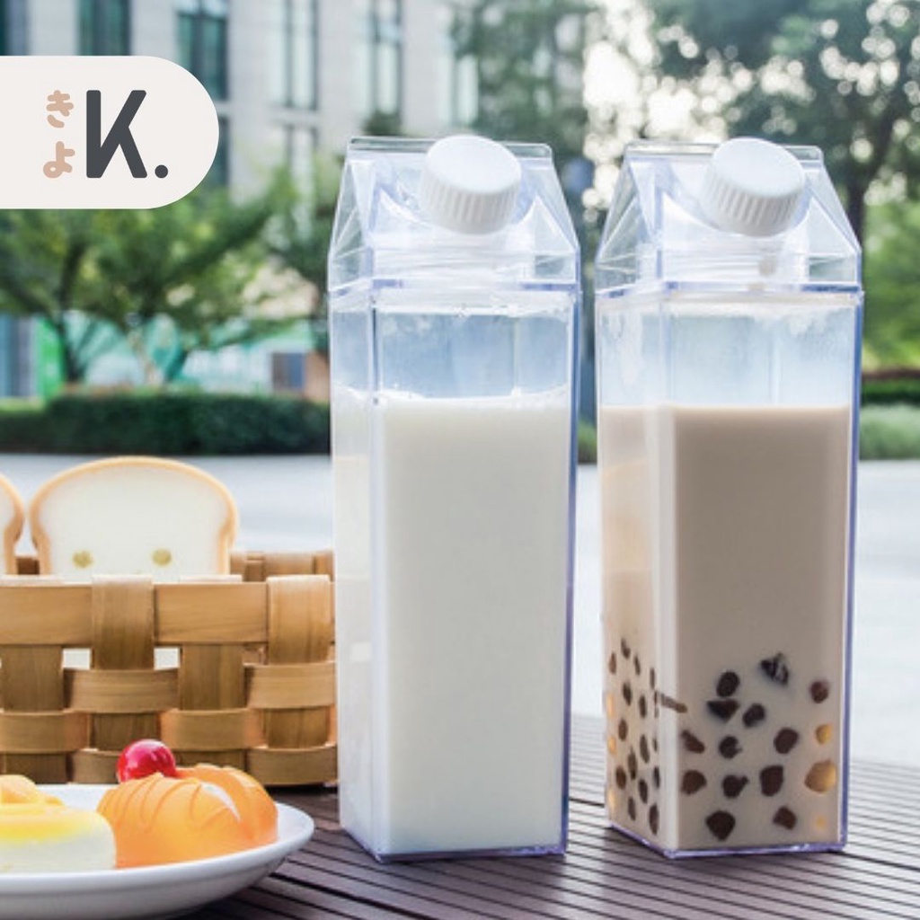 KYO BOTOL MINUM TRANSPARAN DI KULKAS BENTUK KOTAK SUSU BOTOL AIR KULKAS