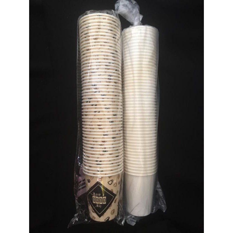 Papercup Gelas Kertas gelas kopi coffee motif polos cafe shop isi 50Paper Cup 8 oz Motif IMP / Gelas Kertas Motif @50 Pcs Tanpa Tutup Gen