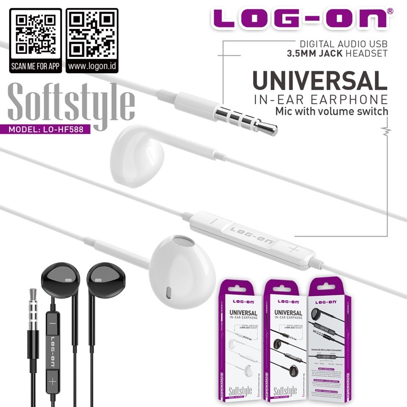 handsfree logon hf588 soft style universal earphone