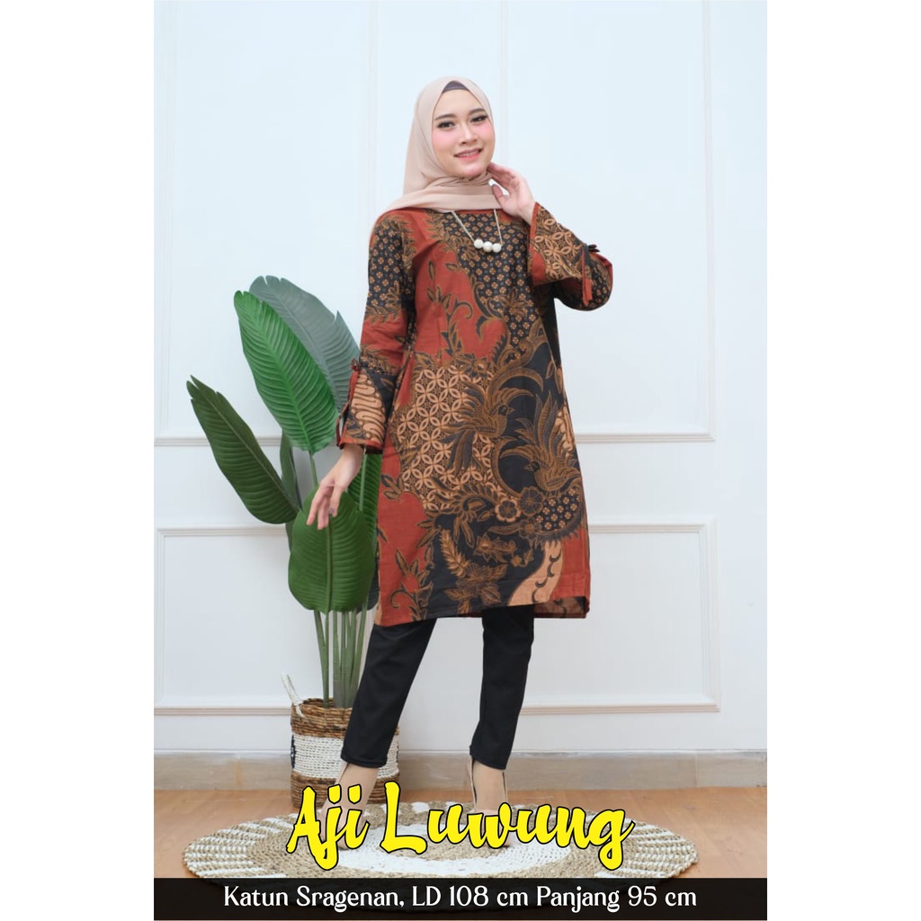 Aji Luwung Atasan Batik Wanita Tunik Batik Jumbo Katun Sragenan Solo
