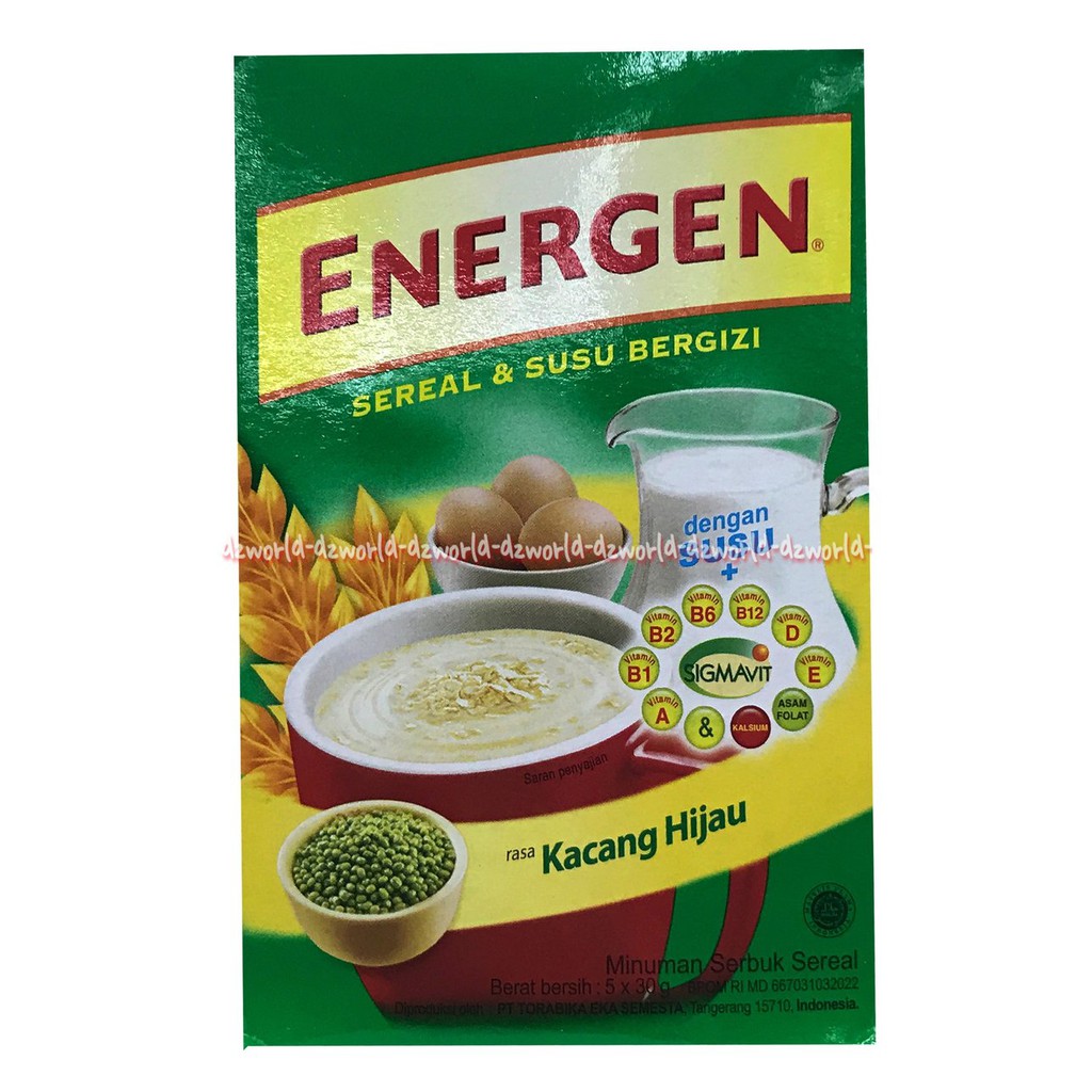 Energen Sereal Dan Susu Bergizi 5sachet Rasa Vanila Coklat Jahe Jagung Kacang Hijau Minuman Makanan Cereal Instan untuk Sarapan