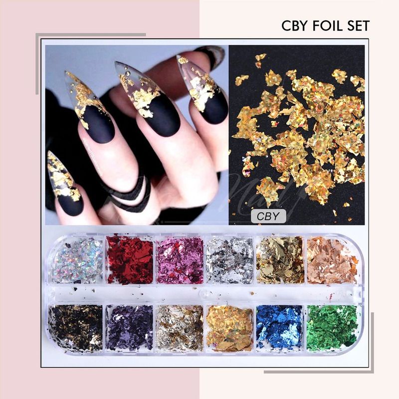 CBY Foil set nail transfer foil sticker warna metalic