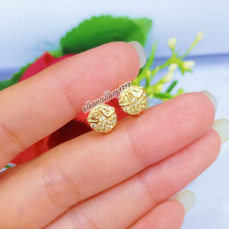 Anting Jepit anak variasi motif permata simple dan elegan Gold,tidak karat (COD)