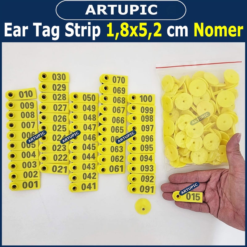 Ear Tag Strip 1.8x5.2 cm Nomer Per100 Anting Penanda Eartag Necktag Hewan Ternak Sapi Babi Kuda Kambing Domba DLL