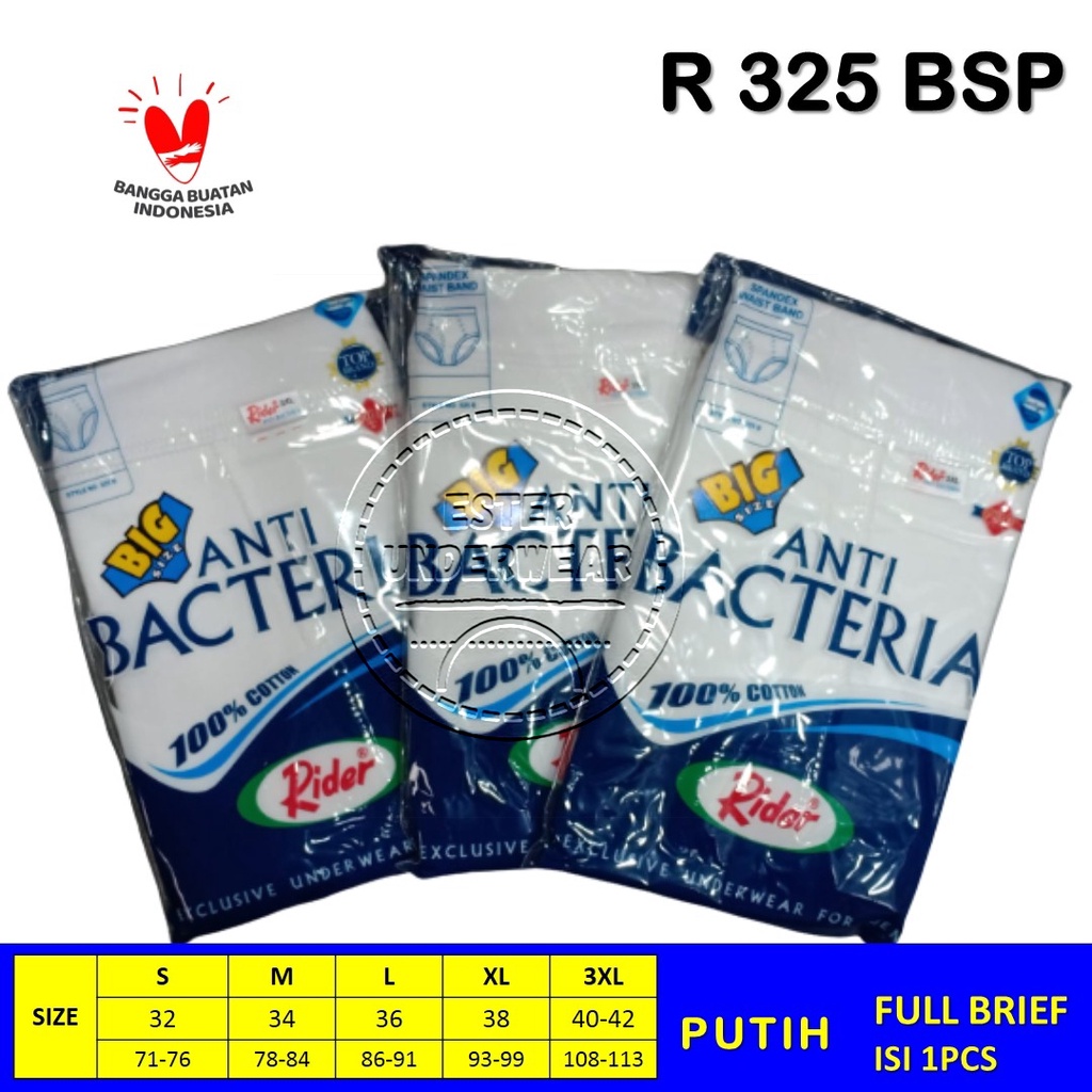 CELANA DALAM ANTIBACTERIA RIDER R 325 BP/BW 100%KATUN SERAP KERINGAT ISI 1PCS