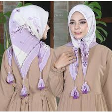 Segi Empat Plisket Motif Jambul | Jilbab Voal Motif