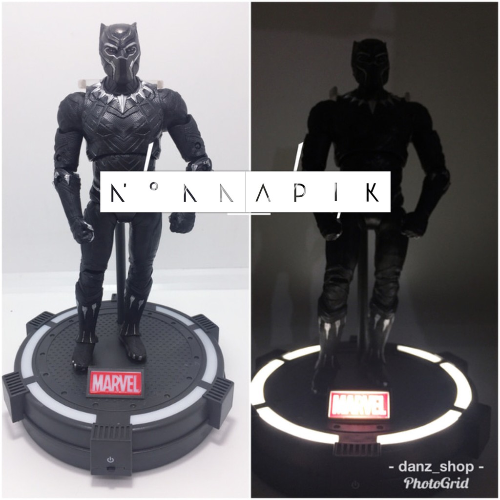 Figure Black Panther With Light Stand Base Marvel