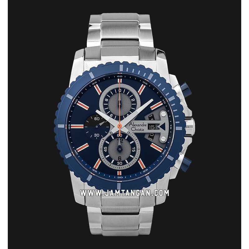 Alexandre Christie AC 6532 MC BTUBU Chronograph Men Blue Dial Stainless Steel Strap