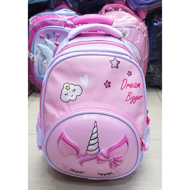 PROMO 10.10 TROLLEY TROLI DORONG TK / PAUD / SD TAS ANAK SEKOLAH PEREMPUAN DAN LAKI LAKI GAMBAR HEWAN ANIMAL LUCU GEMEZ 3 RESLETING IMPORT Dino Luwi Gemez Cat Happy