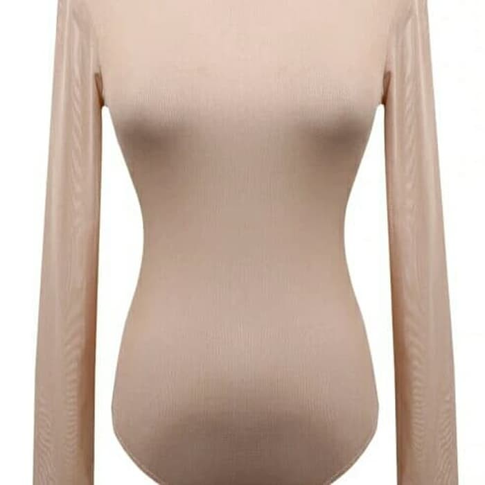 Leotard kerah tinggi dan lengan panjang