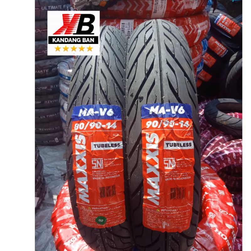 PAKET BAN TUBLES MATIC MAXXIS MA-V6 80/90-14 + 90/90-14 BAN BARU, 100% ORIGINAL, FREE PENTIL