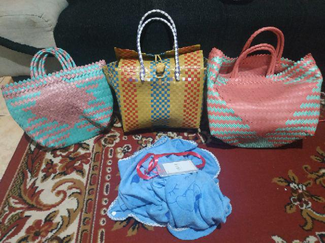 Keranjang Anyaman Plastik Belanja/ Tas Mdium Ke Pasar