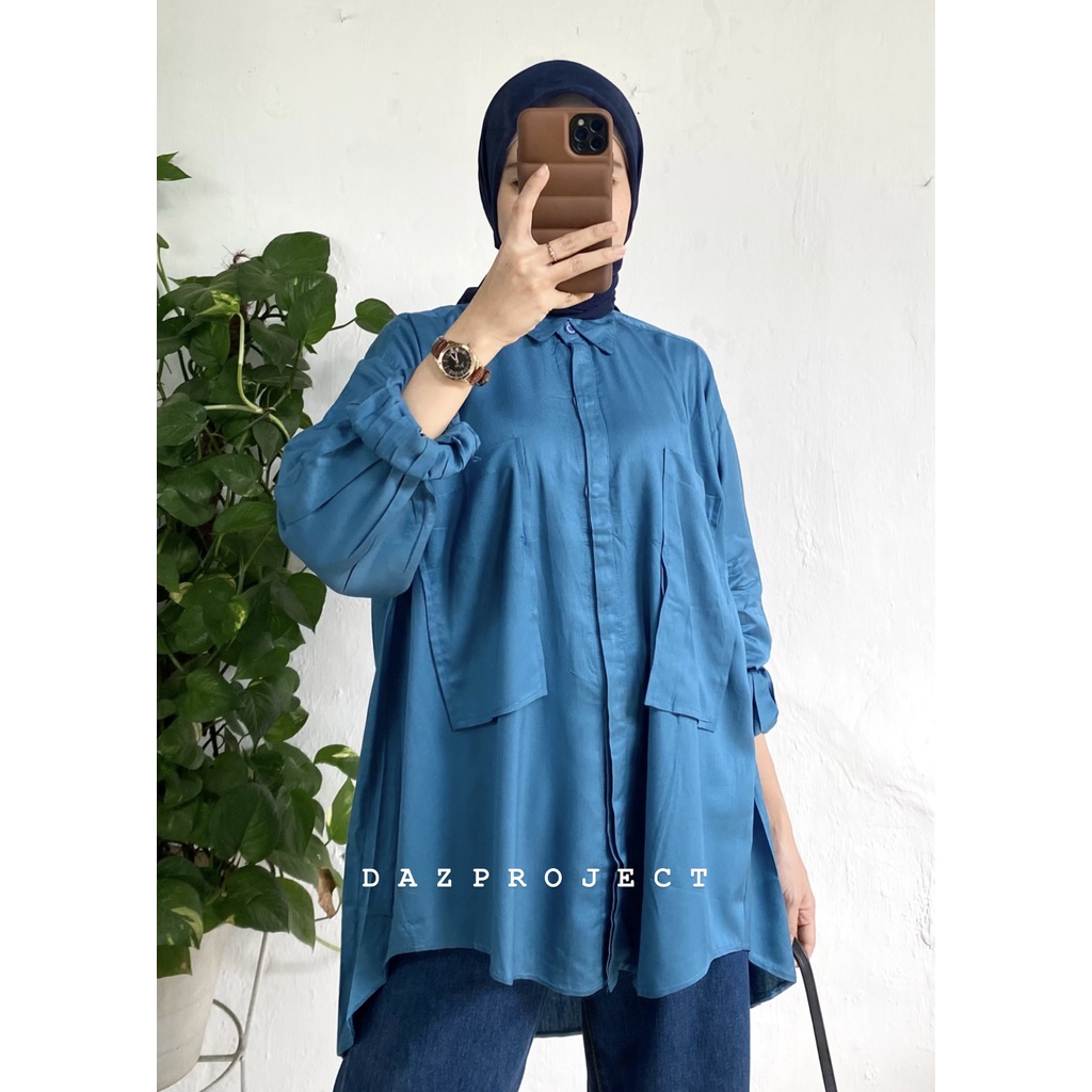 Pocket Rayon Paula Shirt Kemeja Oversized Polos Kemeja Katun Rayon Polos Pocket Rayon Oversized by DAZPROJECT