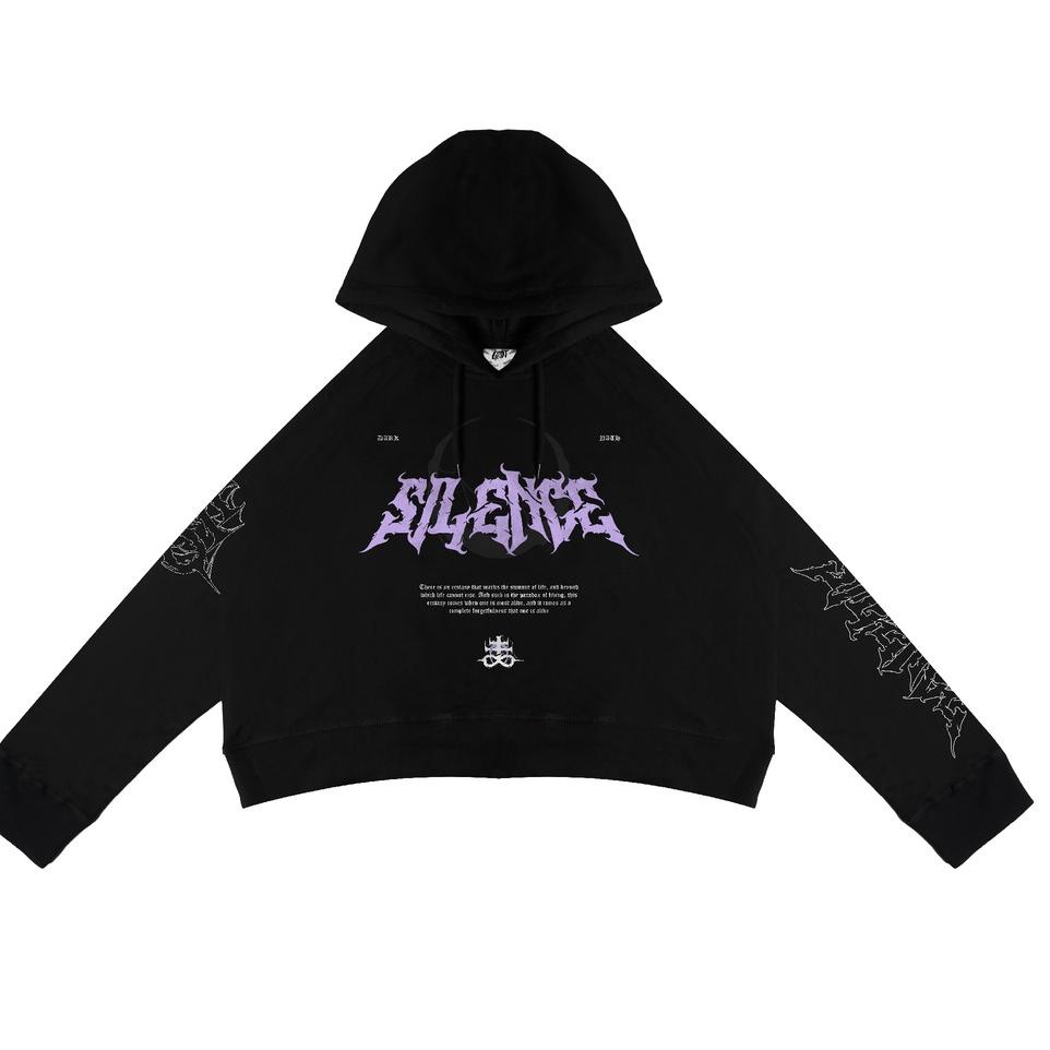 Dijamin Miring harga.. GRDT Silence Hoodie Oversize Crop Top Black