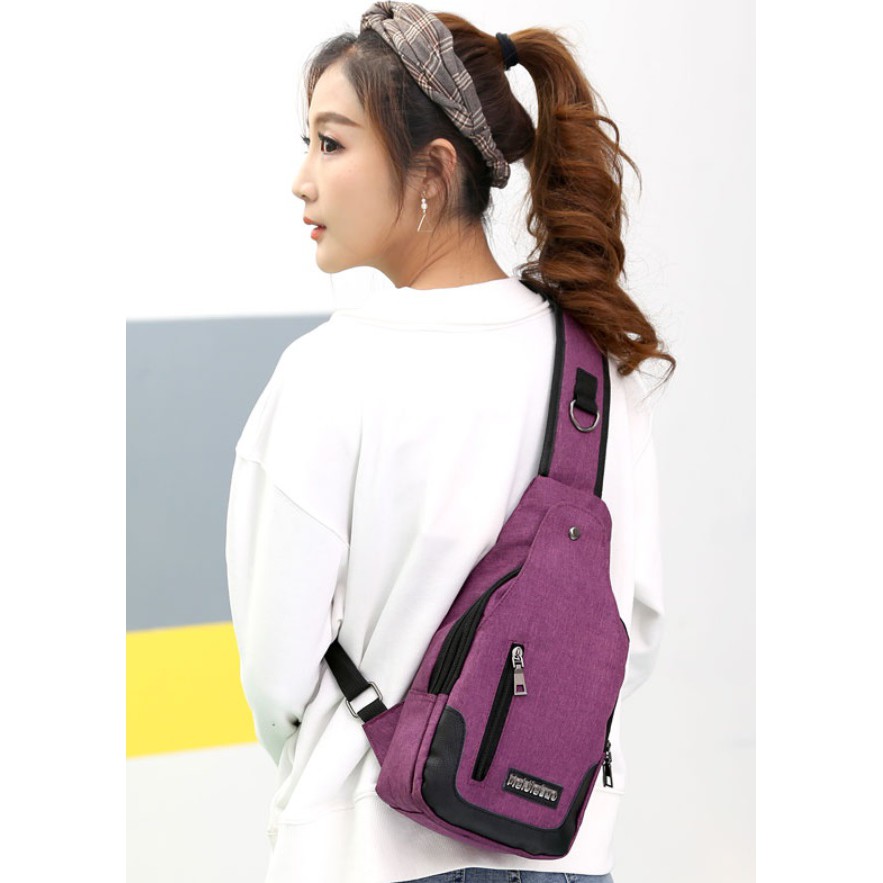 Tas Selempang Bahu #033 Sling Cross Body Chest Bag Pria Wanita Slempang Kanvas Korean Fashion Style