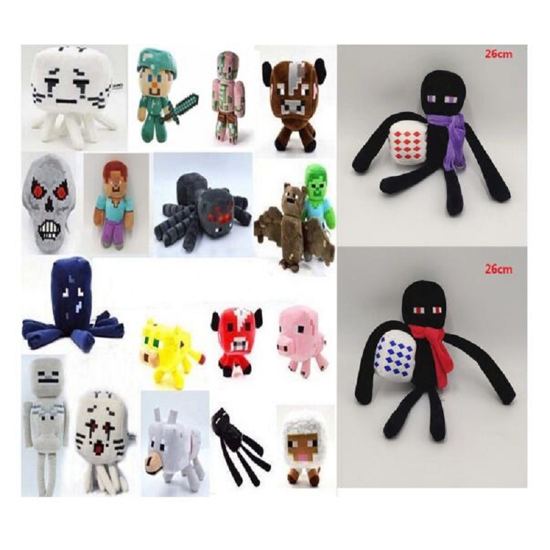 NEW Plush Toy minecrafte creeper Stuffed Doll Zombie Bat Squid Mooshroom Enderman Ocelot Steve Baby