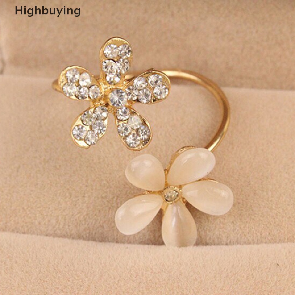 Hbid Cincin Emas Wanita Desain Bunga Aster Hias Kristal Berlian Imitasi Untuk Hadiah Glory