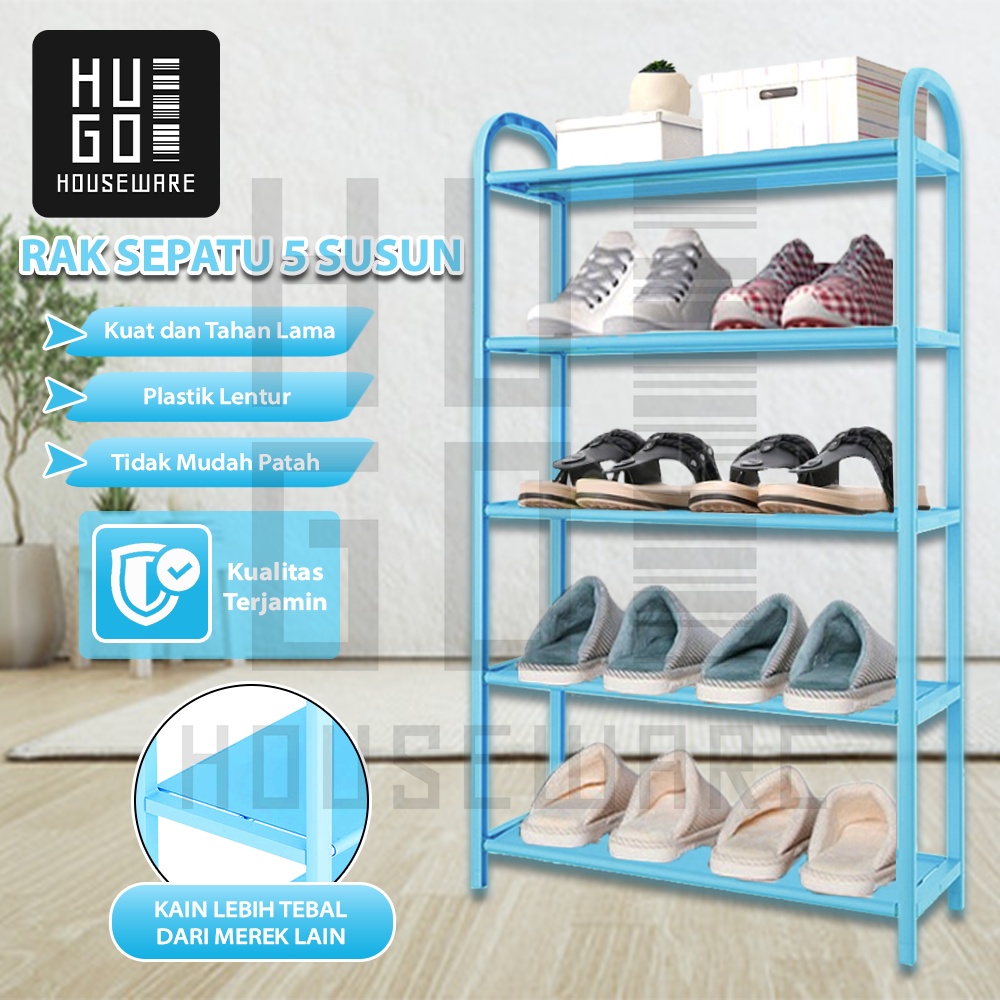 HUGO Tempat Sepatu Rak Sepatu Sandal Multifungsi Bahan Plastik &amp; Besi