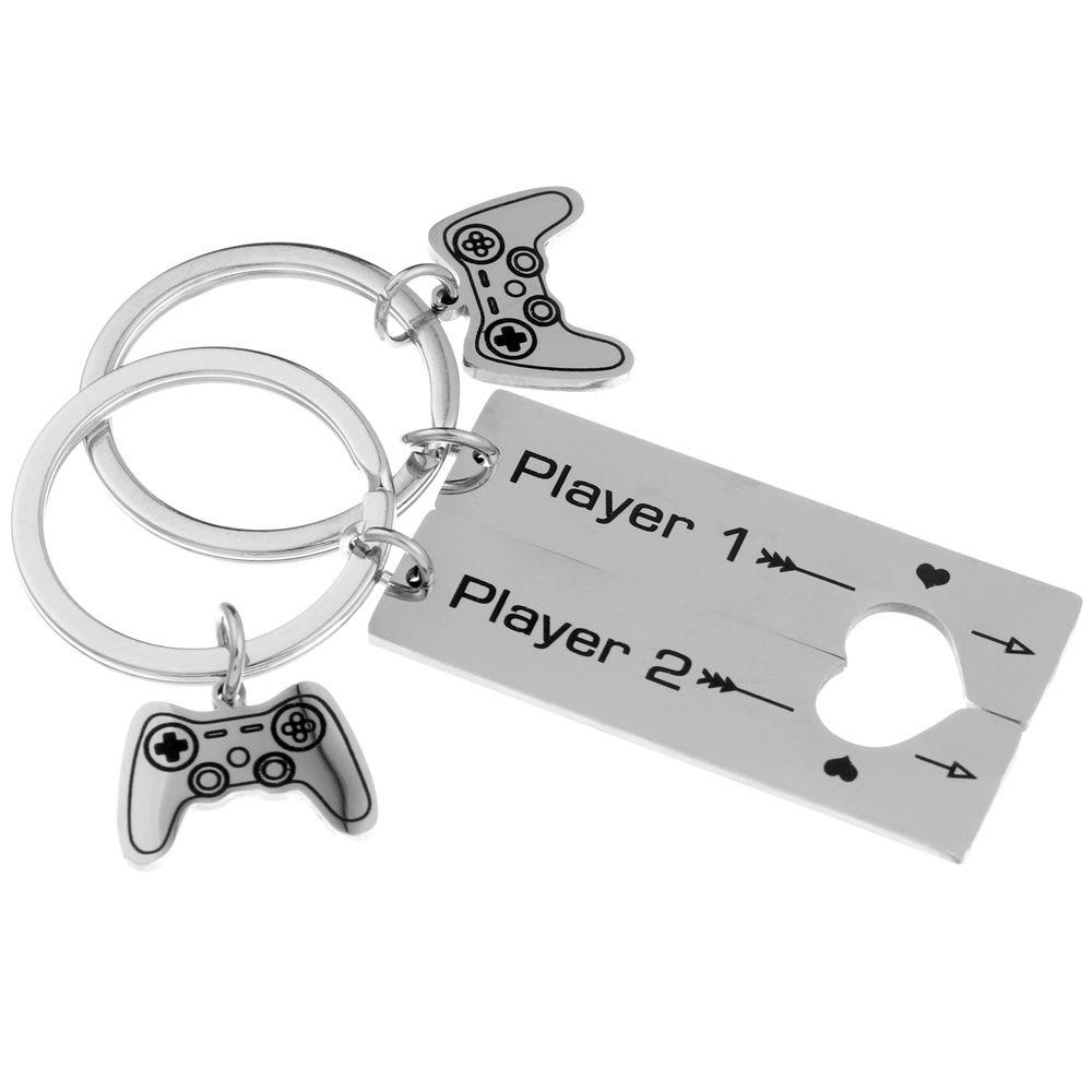 R-flower Game Console Handle Gantungan Kunci Hadiah Pacar Pacar Pacar Lucu Player1 &amp; Player2