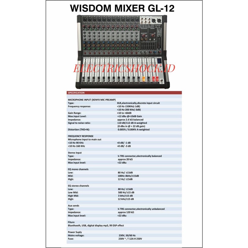 MIXER AUDIO WISDOM GL 12 / WISDOM GL12 ORIGINAL BLUETOOTH