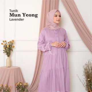 Melika - Tunik / Midi Dress Muslim Korea Bahan Rayon Polos Mun Yeong