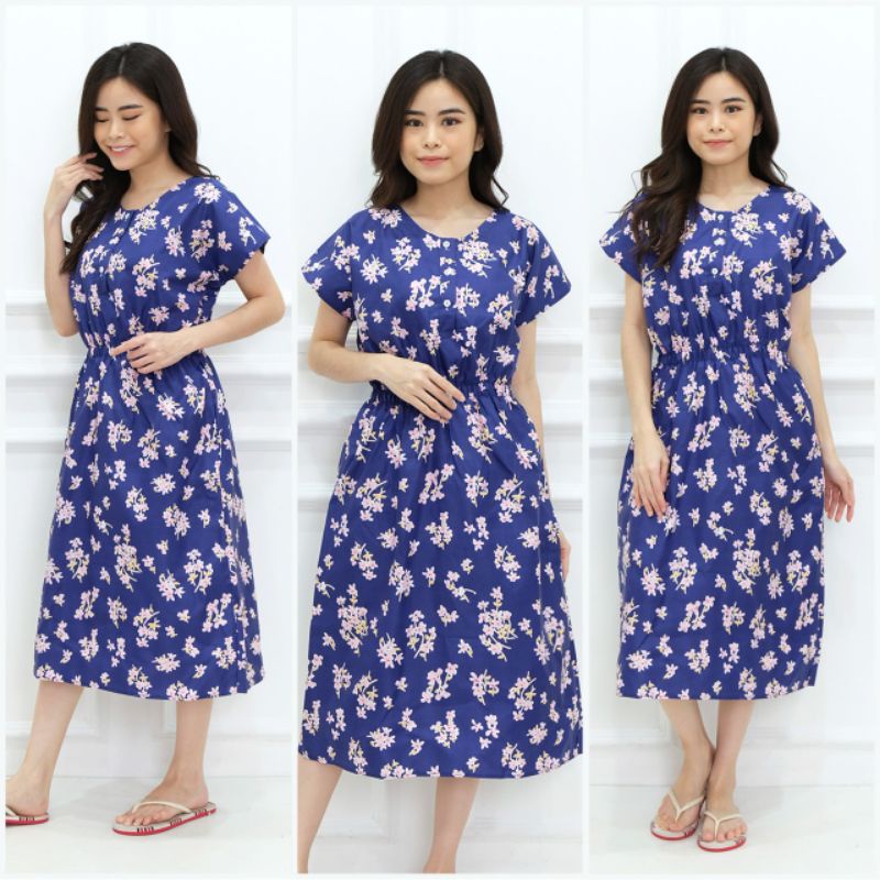 DASTER MANOHARA KARAKTER LD 115 | KANCING DEPAN BUSUI BUMIL BAJU TIDUR VIRAL-MANO LALUNA NAVY