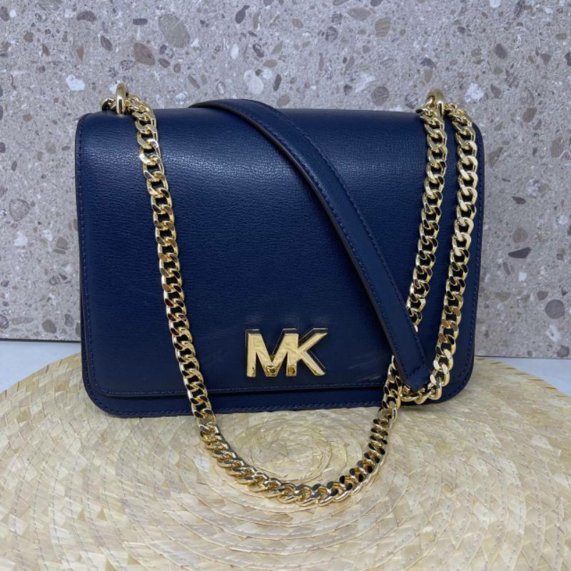 MK Mott Large Chain Shoulder Crossbody Navy