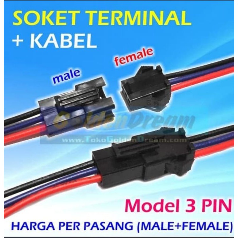 soket konektor LED strip rgb 3 pin