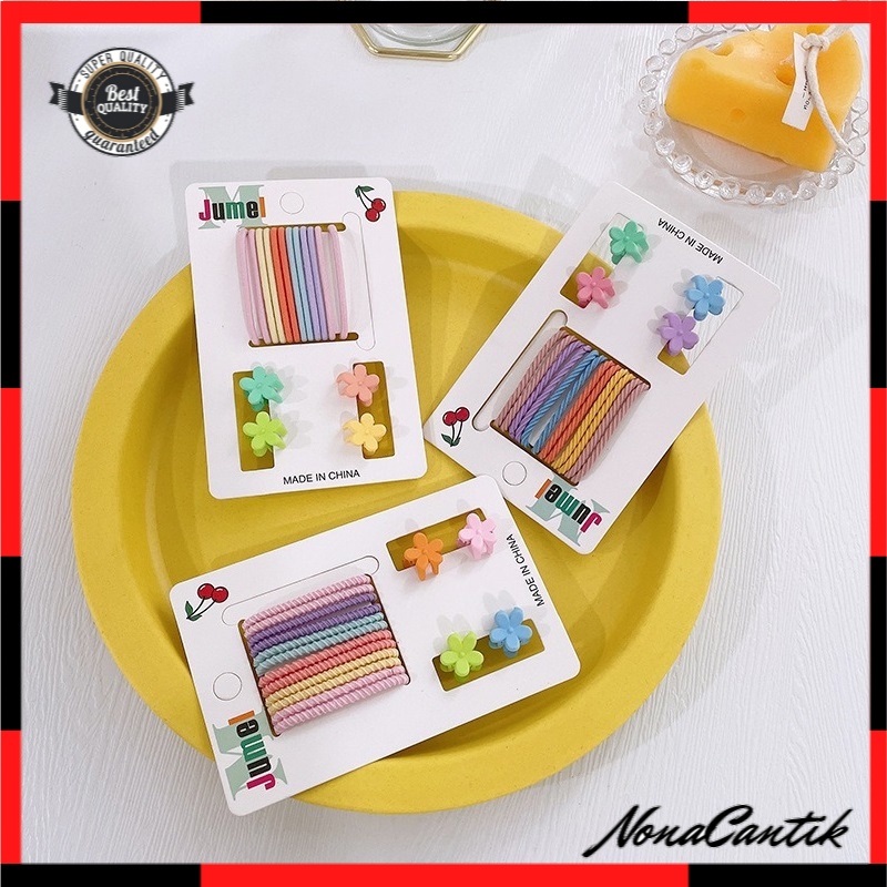 [16pcs] Ikat Rambut Set + Jedai Doff Mini Karet Rambut Jepit Rambut Set Warna Pastel Hair Ties Matte Hair Claw Clip
