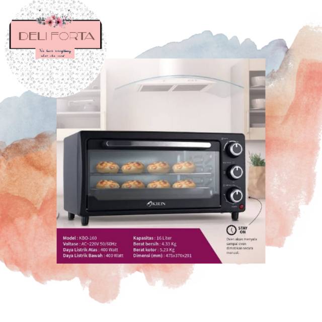 Oven listrik Kirin 16L 400 watt (KBO-16)