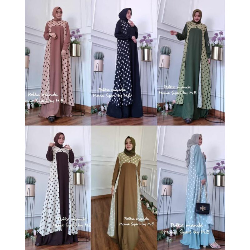 POLKA MANDA Mona Syari By M.E Original Syar'i Hijab Gamis ME tanpa khimar Best Seller Bestseller